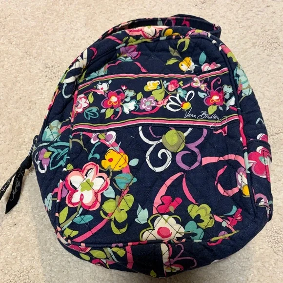 Vera Bradley Navy Ribbon Floral Limited Edition Print Insulated Lunch Bag - Picture 1 of 3